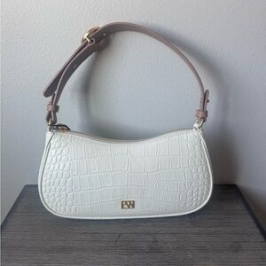 Parisa Wang White Croc-Embossed Shoulder Bag New with Tags and Dustbag
